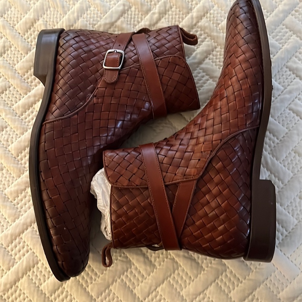 Woven weave Brown Taft Men boots